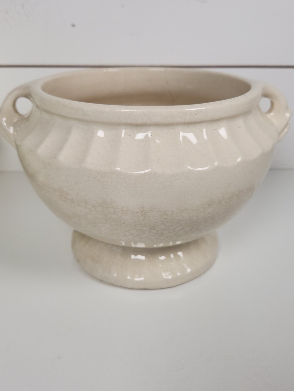 Antique Crazed & Stained Ironstone Tureen | Pedestal Compote Bowl | Shabby Chic
